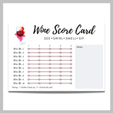 Score 10 wines; Wine tasting card