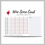 Score 12 wines; wine tasting card