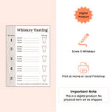 Taste five whiskies; whiskey tasting scorecard