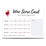 Wine tasting scorecard for four wines