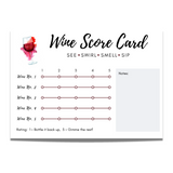 Wine tasting scorecard for five wines