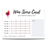 Wine tasting scorecard for six wines